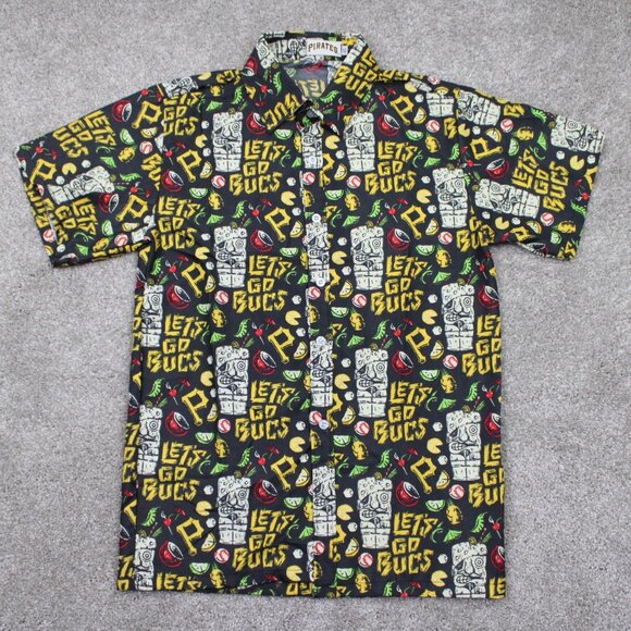 Pittsburgh Pirates Hawaiian Shirt Adult Small Black/Yellow Game Giveaway MLB S/S - Picture 1 of 13
